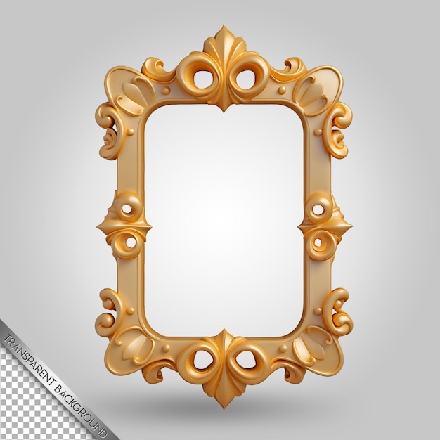 A gold framed mirror with a white background with a gold frame