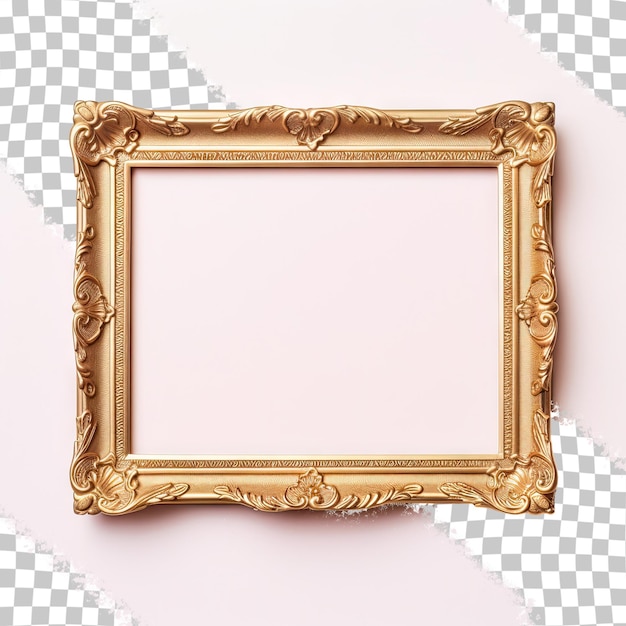 A gold framed picture of a picture on a checkered background.