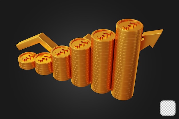 3d иллюстрация колонок роста Gold Franc Stacks