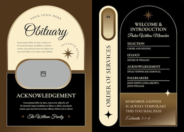 gold funeral program flyer