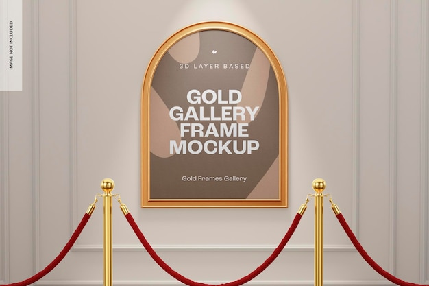 PSD gold gallery frame mockup, front view