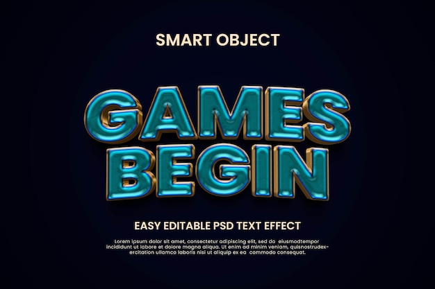 PSD gold game scene easy editable psd smart object text effect