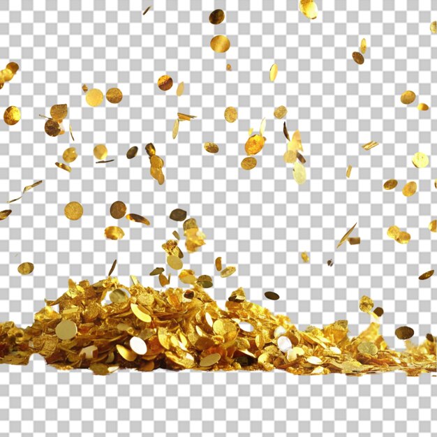 PSD gold glitter confetti isolated on transparent background