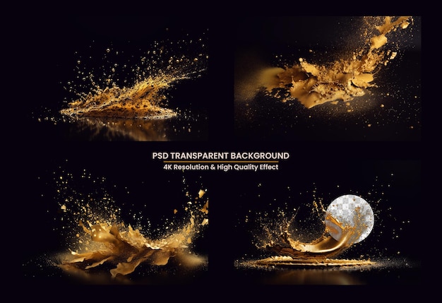 PSD gold glitter powder splash background