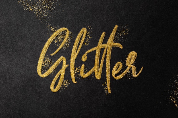 Gold glitter text effect template