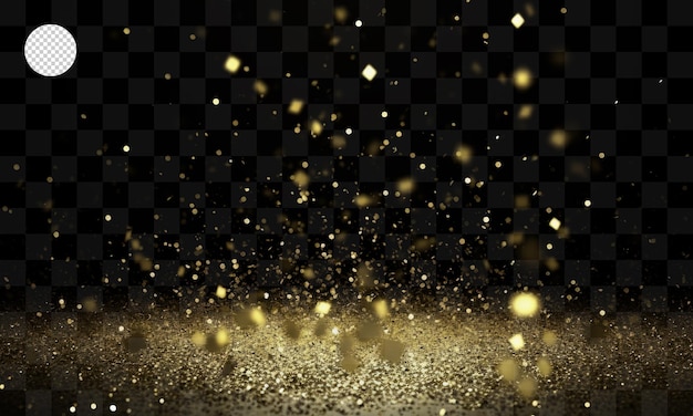 PSD gold glitter on a transparent background