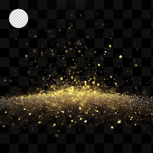 Gold glitter on a transparent background