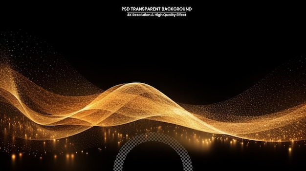 gold glittering color wavy wave design element with glitter effect dark background