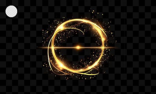 PSD gold glowing circle on a transparent background.