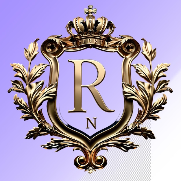 A gold and gold logo with the letter r on it