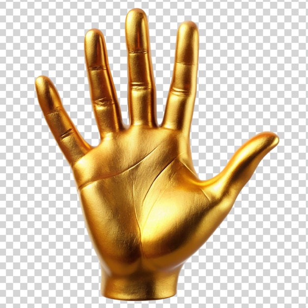 PSD a gold hand isolated on transparent background