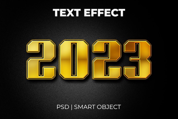 Gold happy new year 2023 3d bold text effect