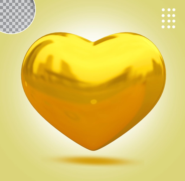 PSD gold heart premium psd