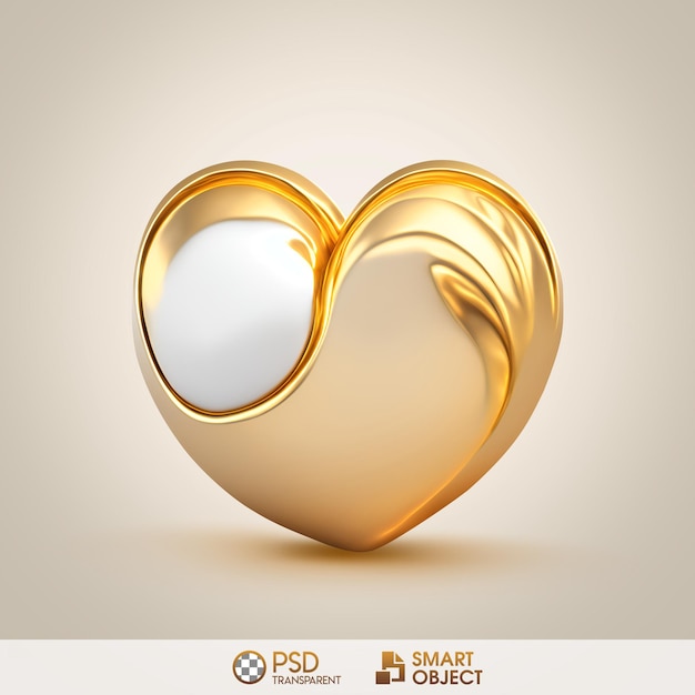 PSD a gold heart with a white heart in the middle.