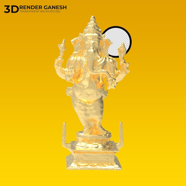 PSD gold hindu god ganesha statue- hindu religion festival concept elephant