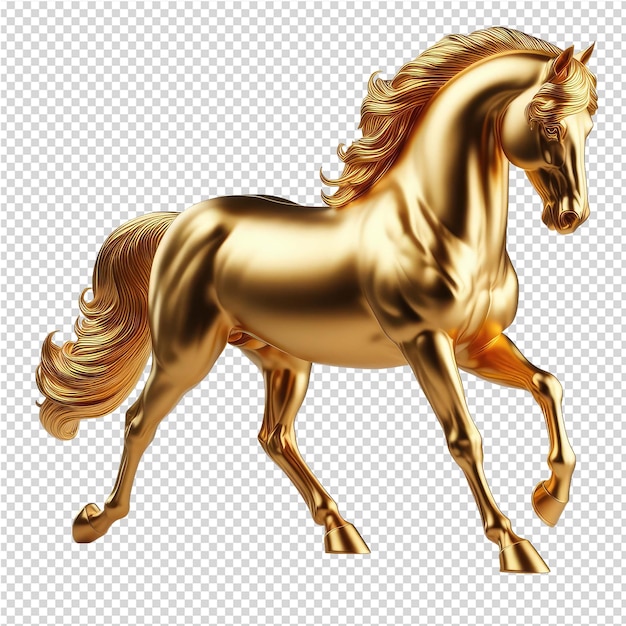 PSD a gold horse with a gold mane and tail