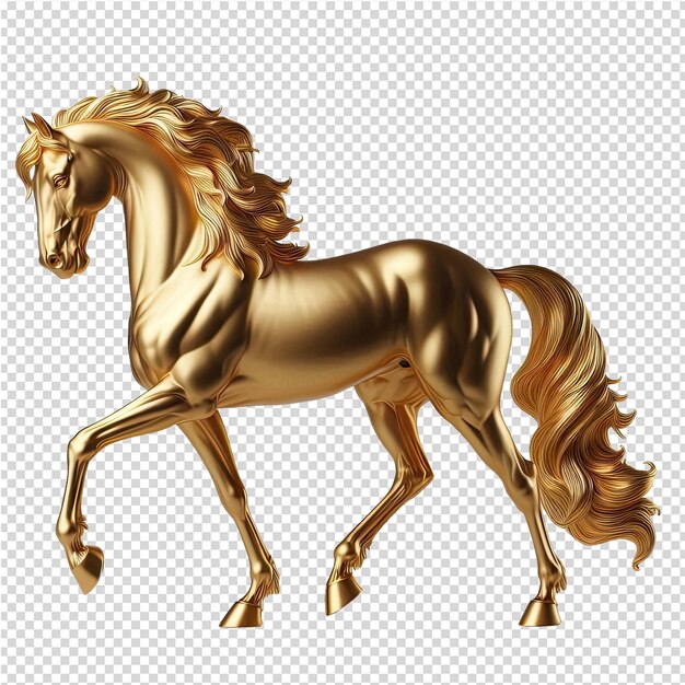 PSD a gold horse with a gold mane and tail