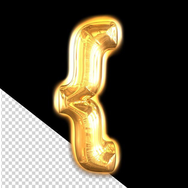 PSD gold inflatable 3d symbol with glow