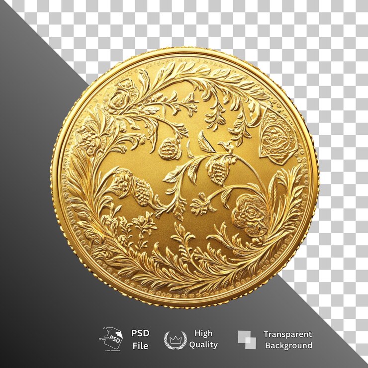 PSD gold isolated on transparent background