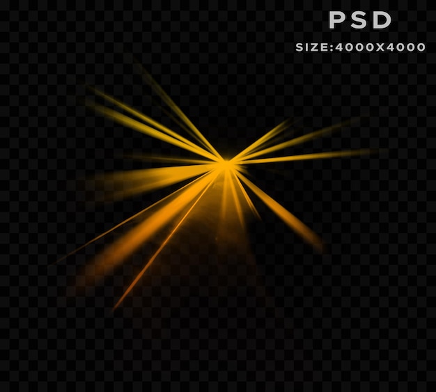 Gold laser light effect on transparent background