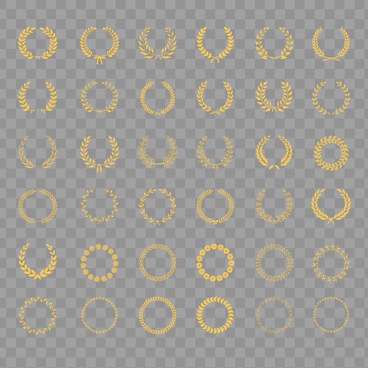 PSD 金のローレル花束のコレクション