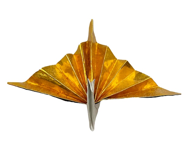 A gold leaf shaped object origami