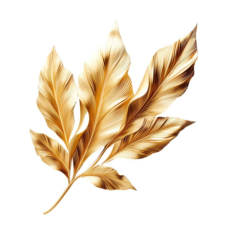 PSD a gold leaf on a white background