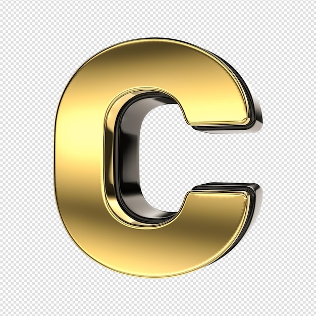 PSD gold letter c with a gold rim.