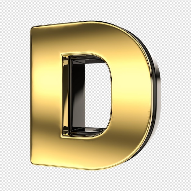 Gold letter d with a transparent background