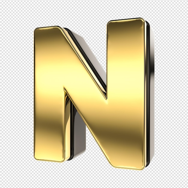 PSD gold letter n with a gold base.