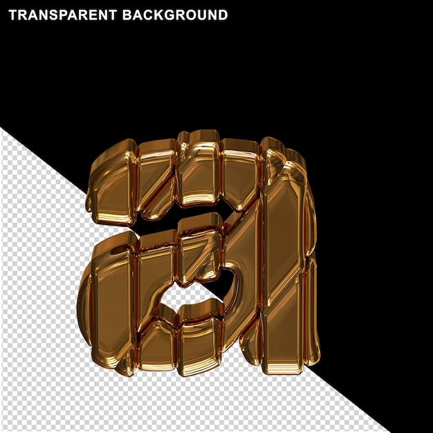 Gold letters in a frame letter a