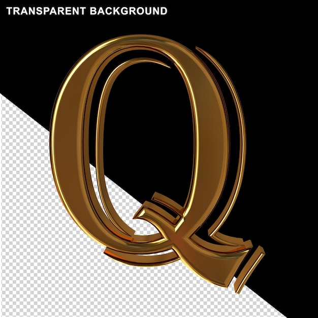 Gold letters front view.3d letter q