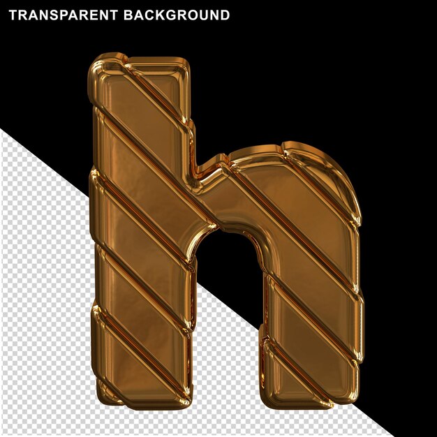 Gold letters with diagonal straps 3d letter h