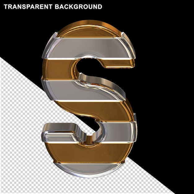 Gold letters with horizontal silver straps capital letter s