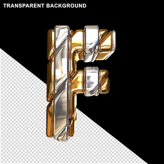 Gold letters with silver straps Capital letter f