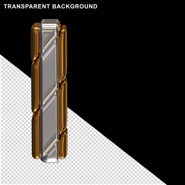 은색 스트랩이 있는 금색 글자 평면도 대문자 I