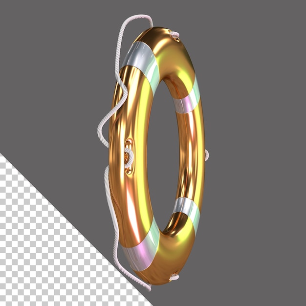 Gold Lifebuoy Ring 3d Illustration