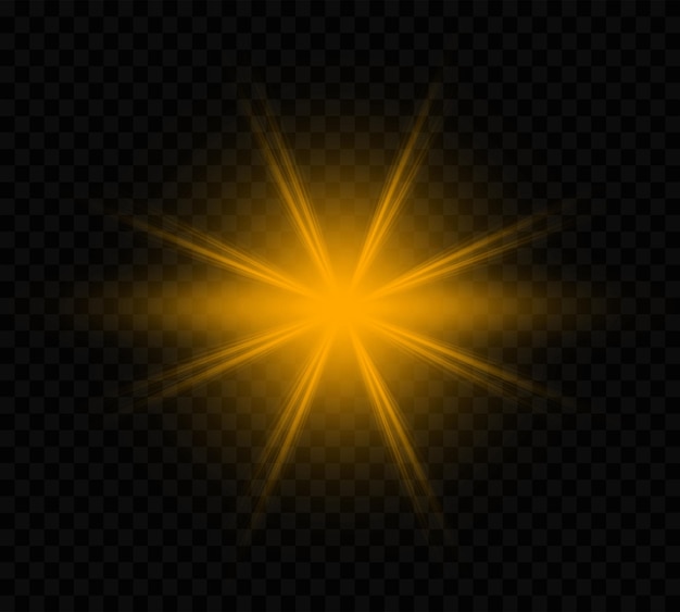 PSD gold lighting flare effect transparent background