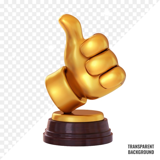 Gold like symbol Trophy on transparent psd