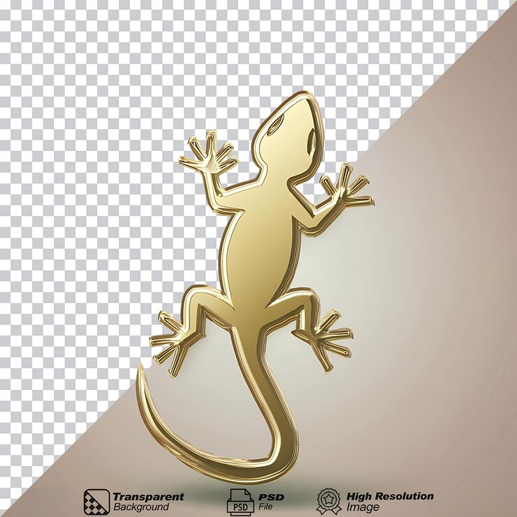 PSD gold lizard icon isolated on transparent background