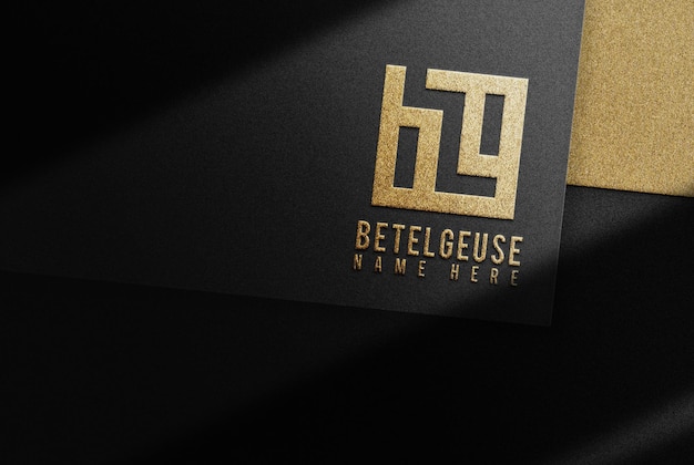 Gold logo embossed design business black document mockup
