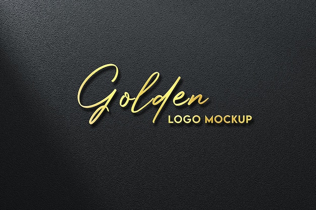 Mockup logo oro sulla parete nera