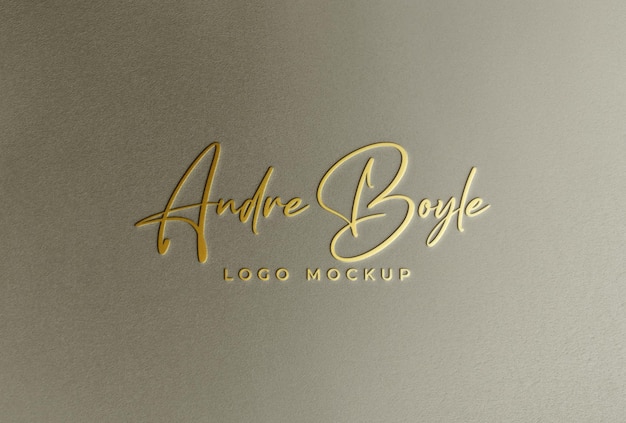 Gold Logo Mockup on Golden Wall Background
