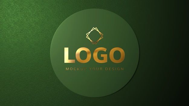 Gold logo mockup on green circle design