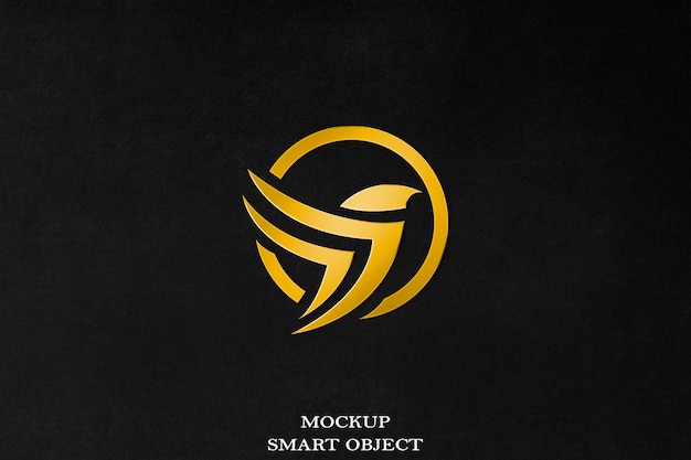 Gold logo mockup on window black background