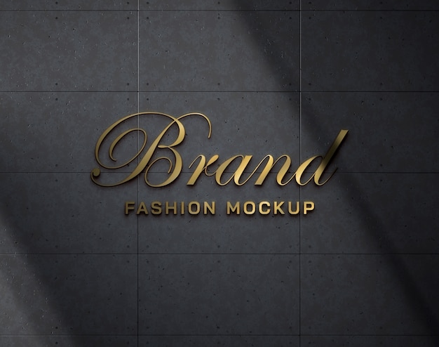 PSD mockup di logo e tagline in oro