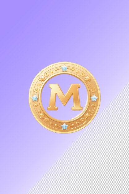 PSD a gold logo with the letter m on it