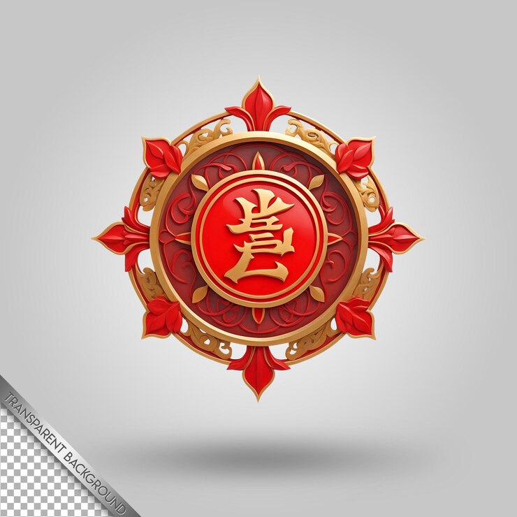 PSD 중국어 문자 를 표시 한 상징 이 있는 금색 로고