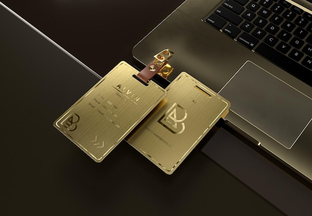 PSD gold luxury business card mockup