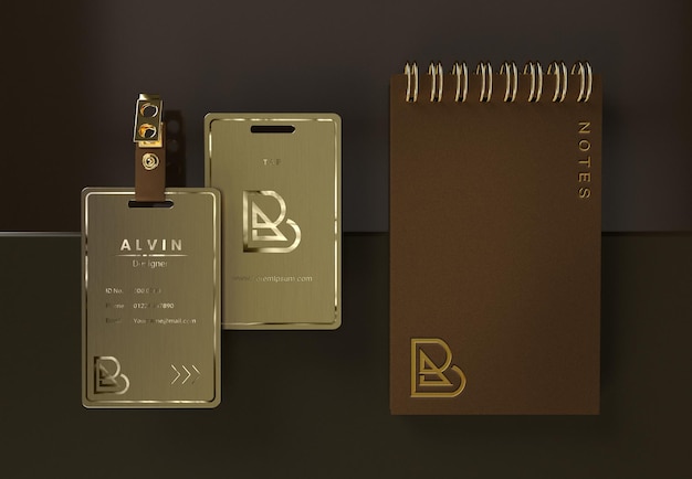 PSD gold luxury business card notes